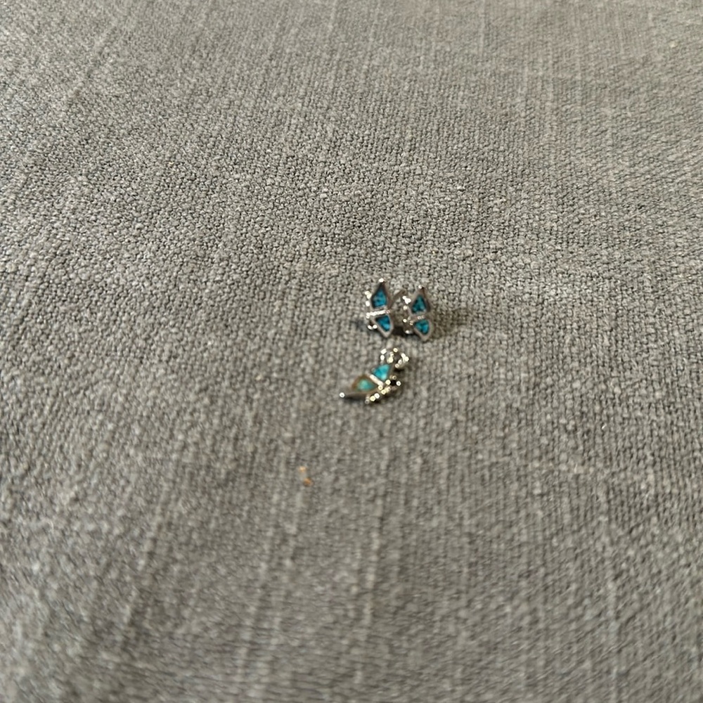 Tiny Sterling Silver/Turquoise Butterfly Earrings & Pendant